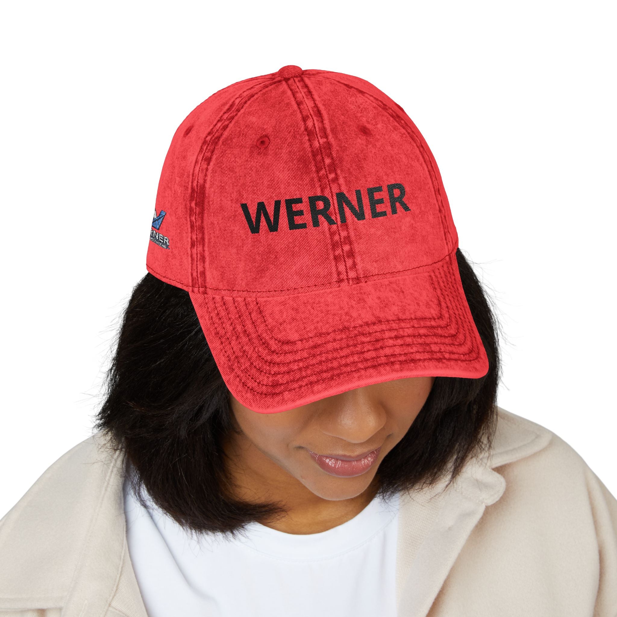 Embroidered Vintage Cap — "WERNE R" Classic Washed Dad Hat