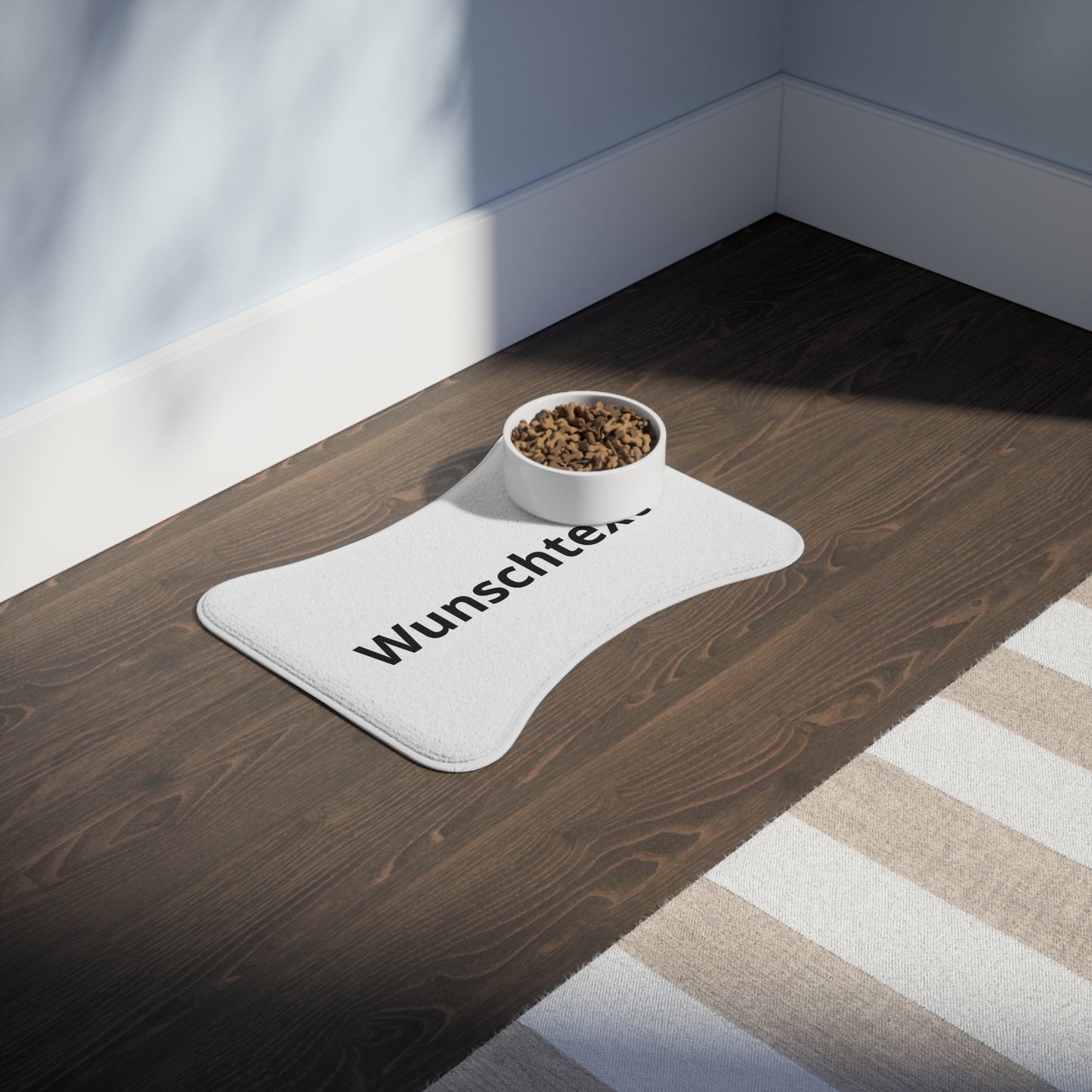 Personalized Pet Feeding Mat — Custom 'Wunschtext' Bone-Shaped Placemat for Dogs & Cats