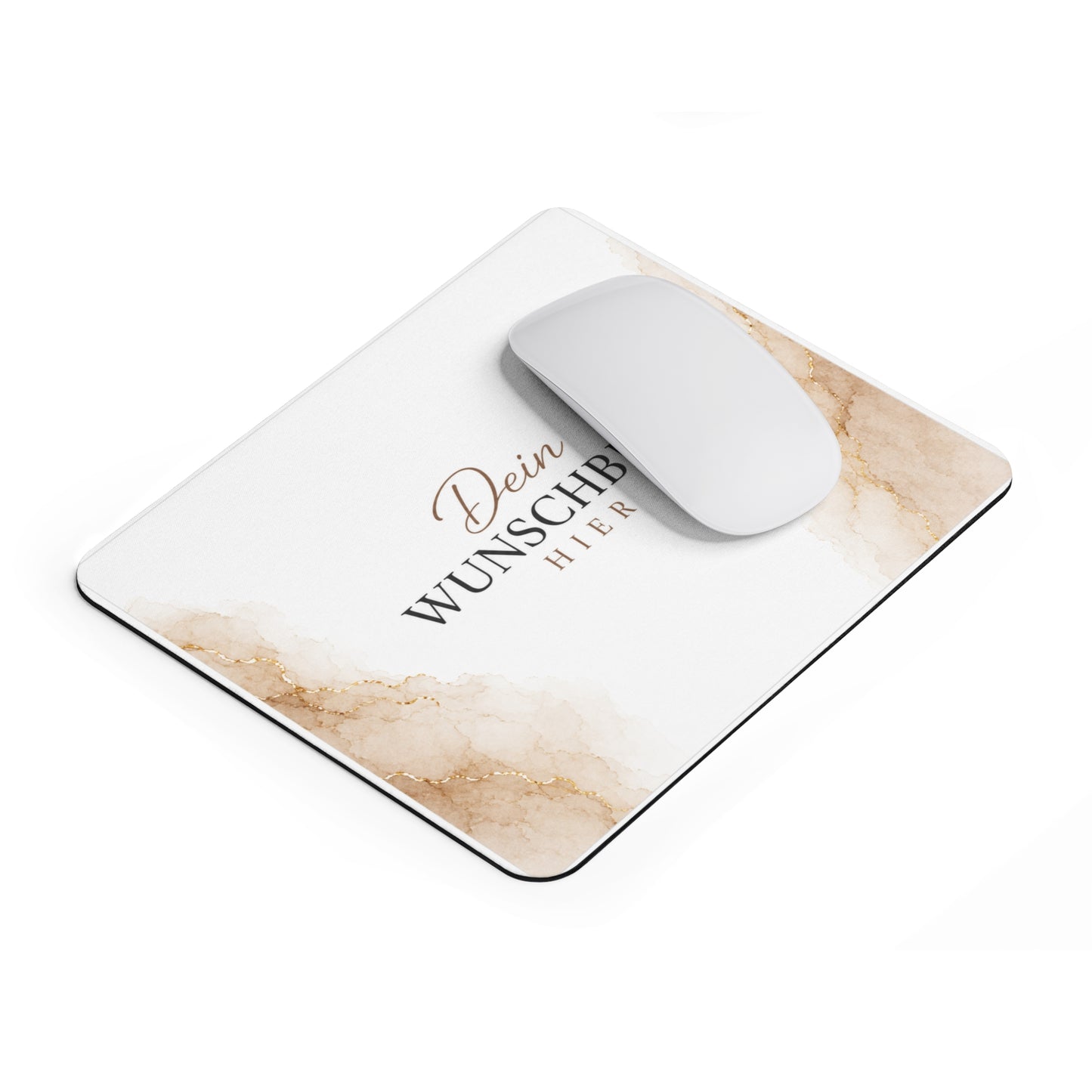 Marble Monogram Mouse Pad — Customizable Desk Mat with Elegant Beige Watercolor
