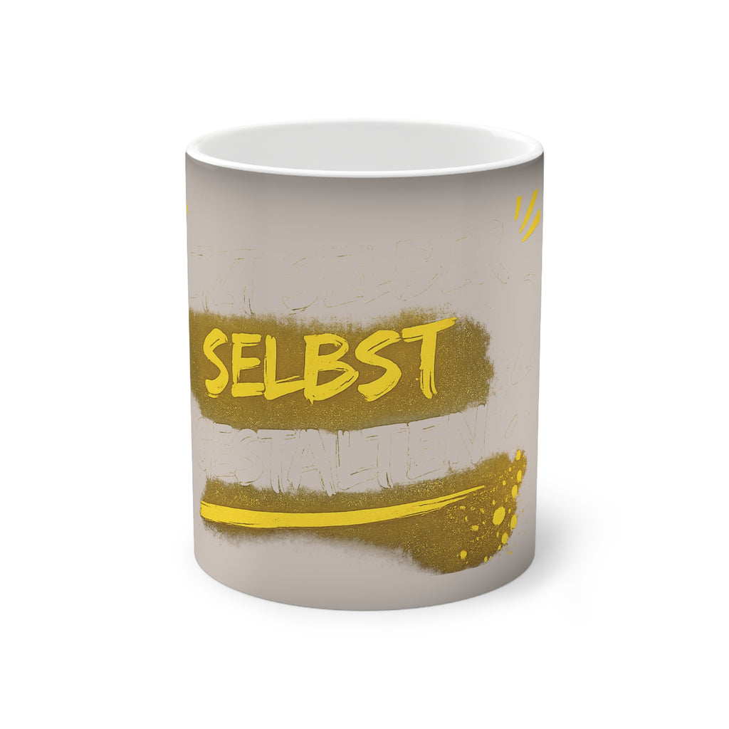 Color-Changing Mug — "SELBST" Gold Brushstroke Design, 11oz