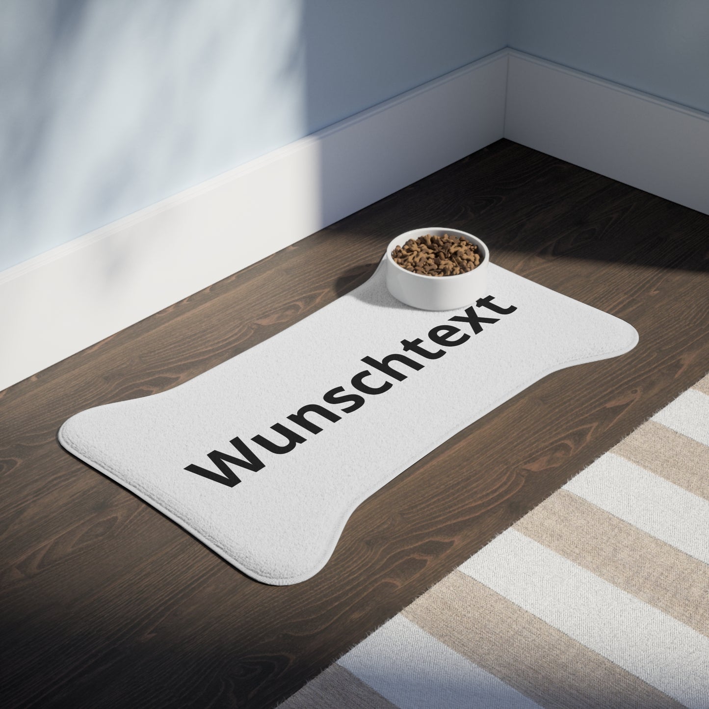 Personalized Pet Feeding Mat — Custom 'Wunschtext' Bone-Shaped Placemat for Dogs & Cats