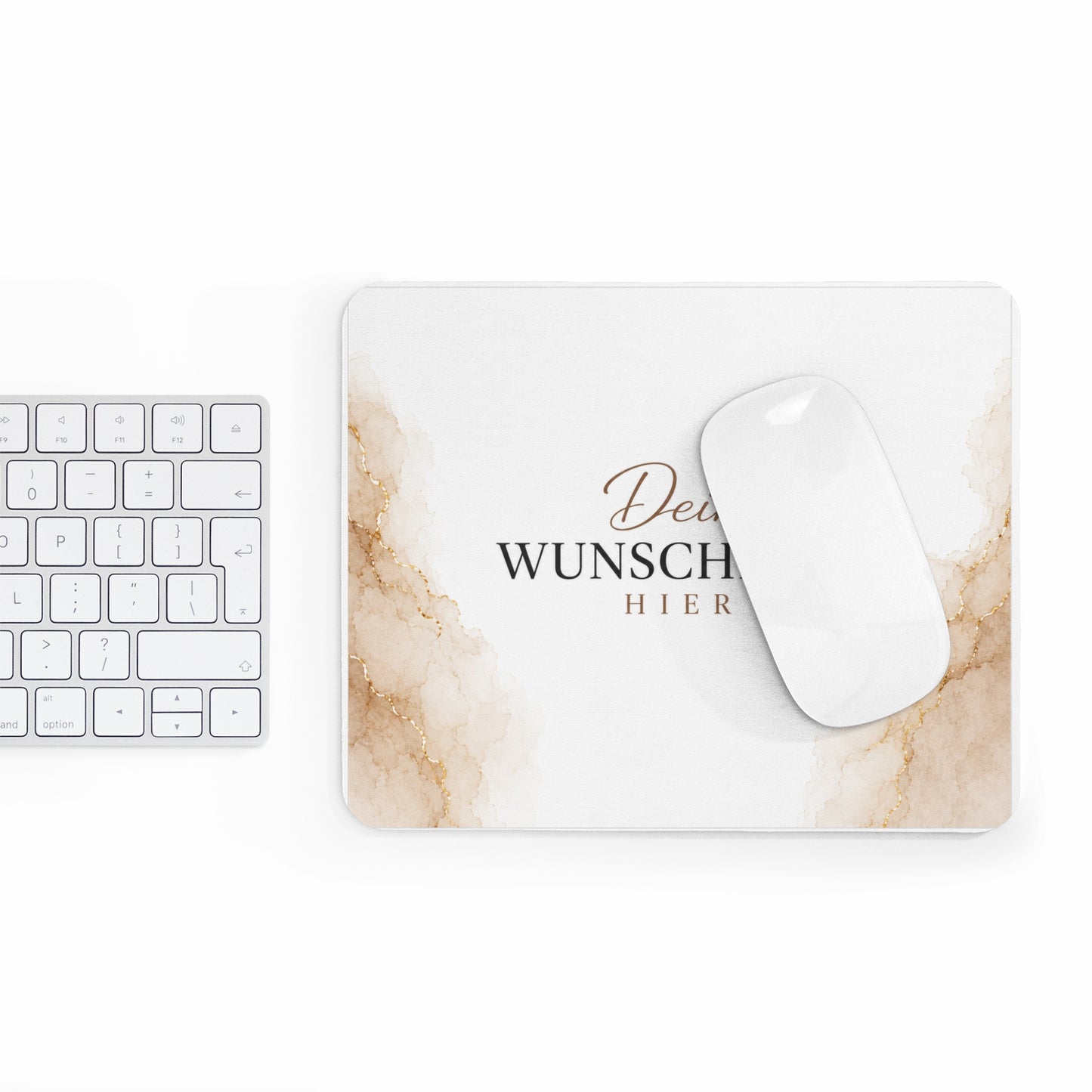 Marble Monogram Mouse Pad — Customizable Desk Mat with Elegant Beige Watercolor