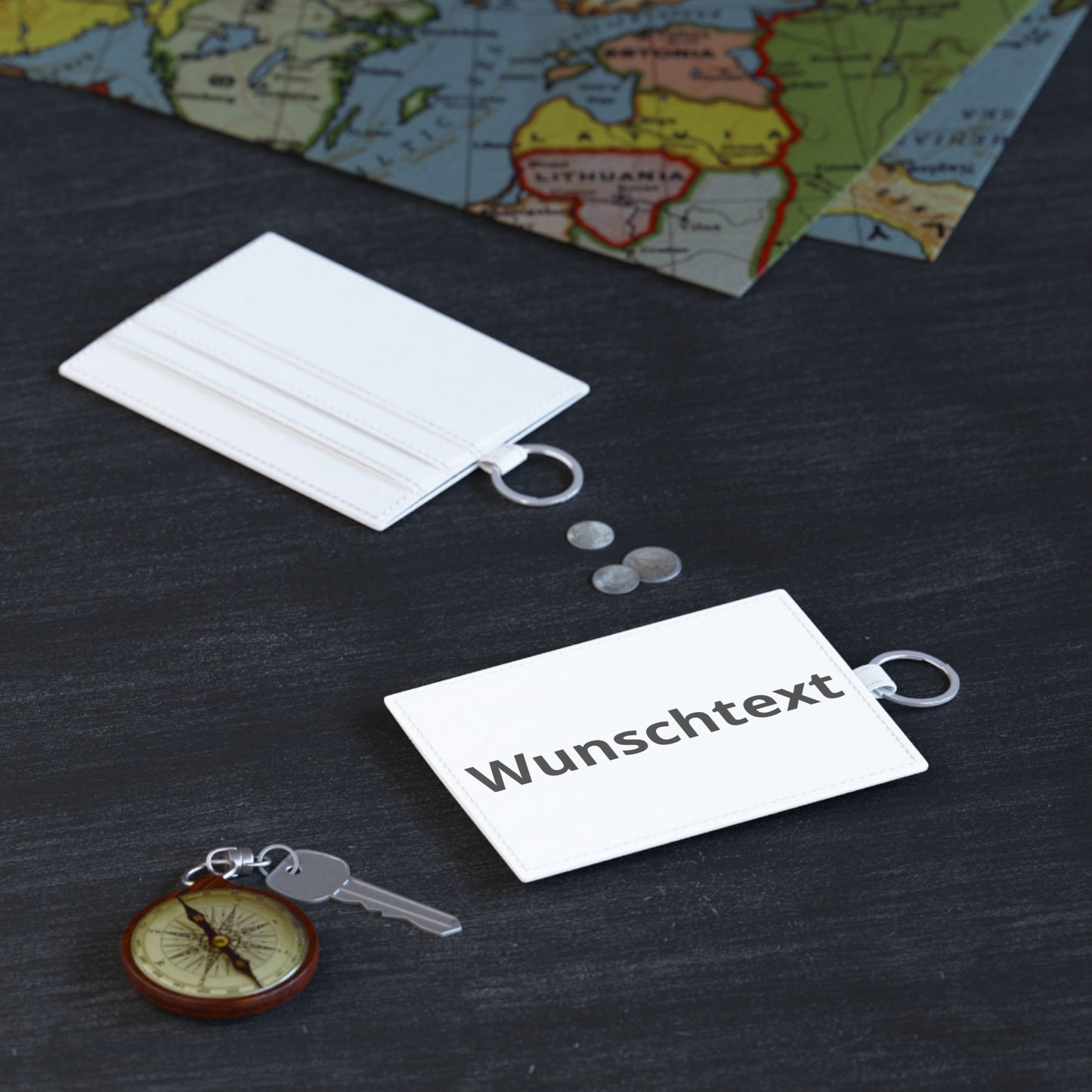Personalized Saffiano Leather Card Holder — Custom "Wunschtext" ID Wallet