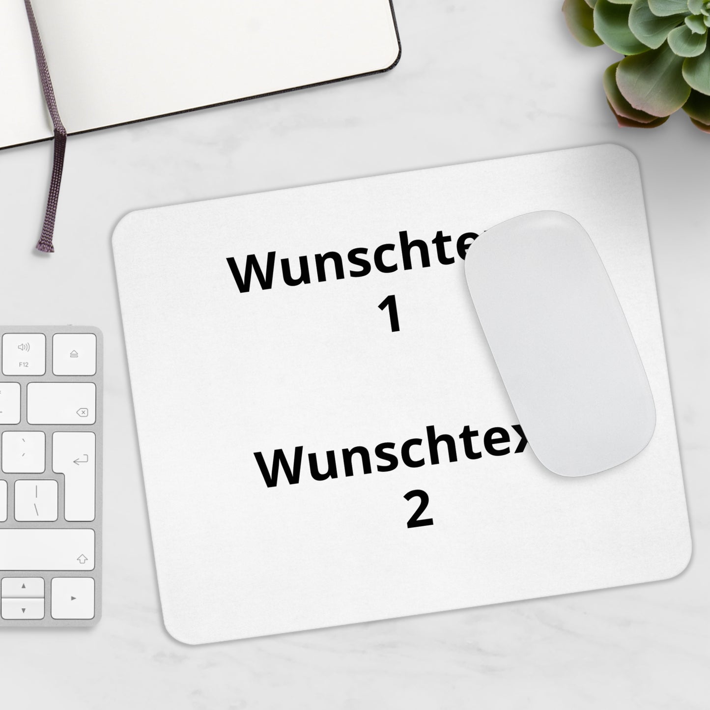 Custom Text Mouse Pad — Personalized "Wunschtext 1 / Wunschtext 2" Office Mousepad
