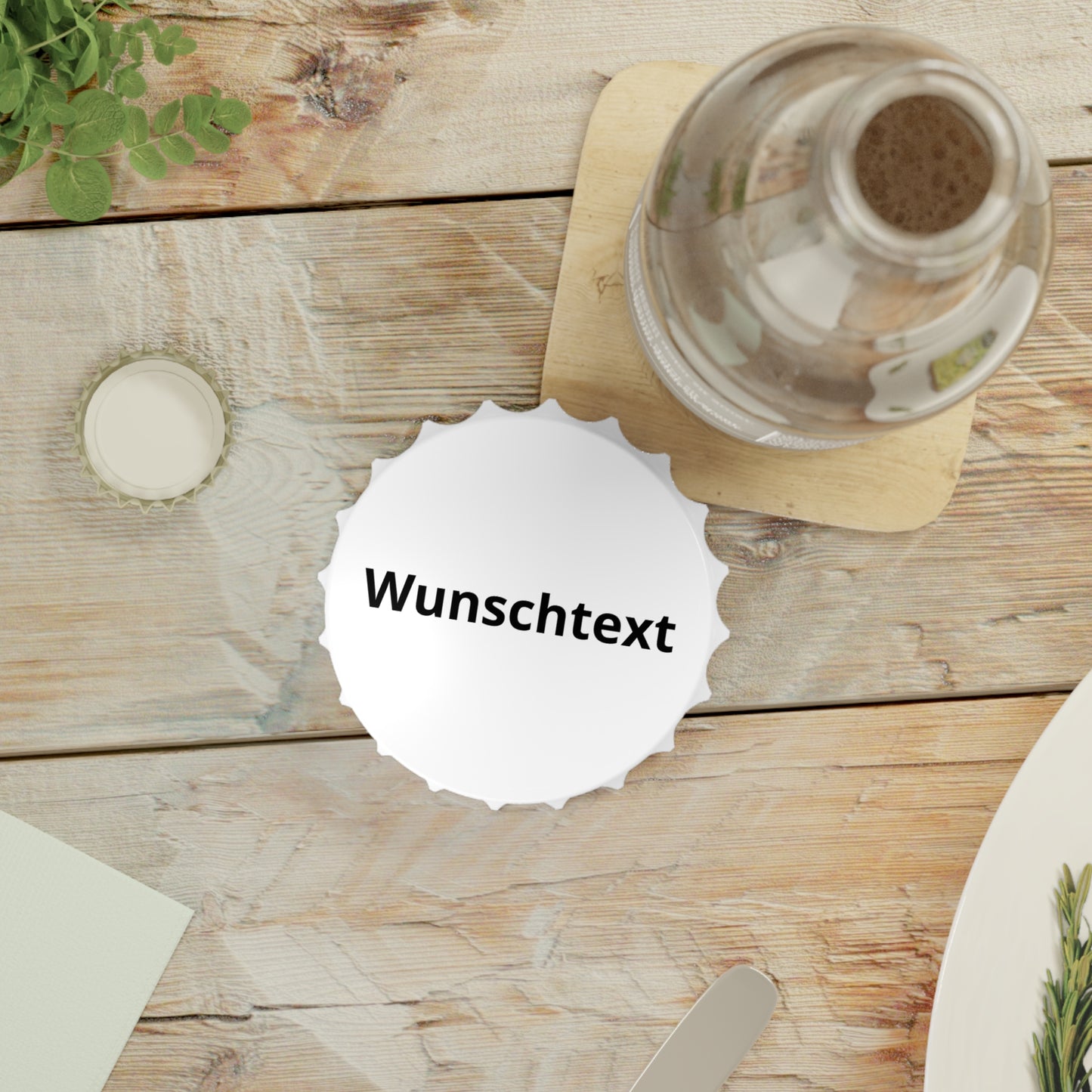 Custom Bottle Opener – Personalized 'Wunschtext' Cap-Style Keychain Opener