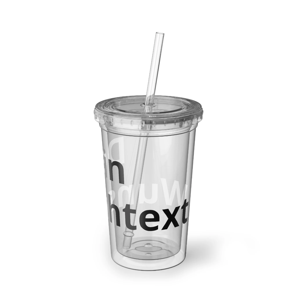 Transparenter Acryl Trinkbecher mit eigenem Namen und Schraubdeckel