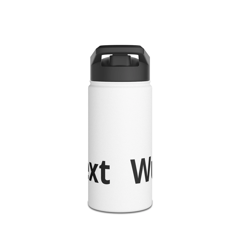 Weiße personalisierte Edelstahl Trinkflasche mit Wunschtext und Standarddeckel