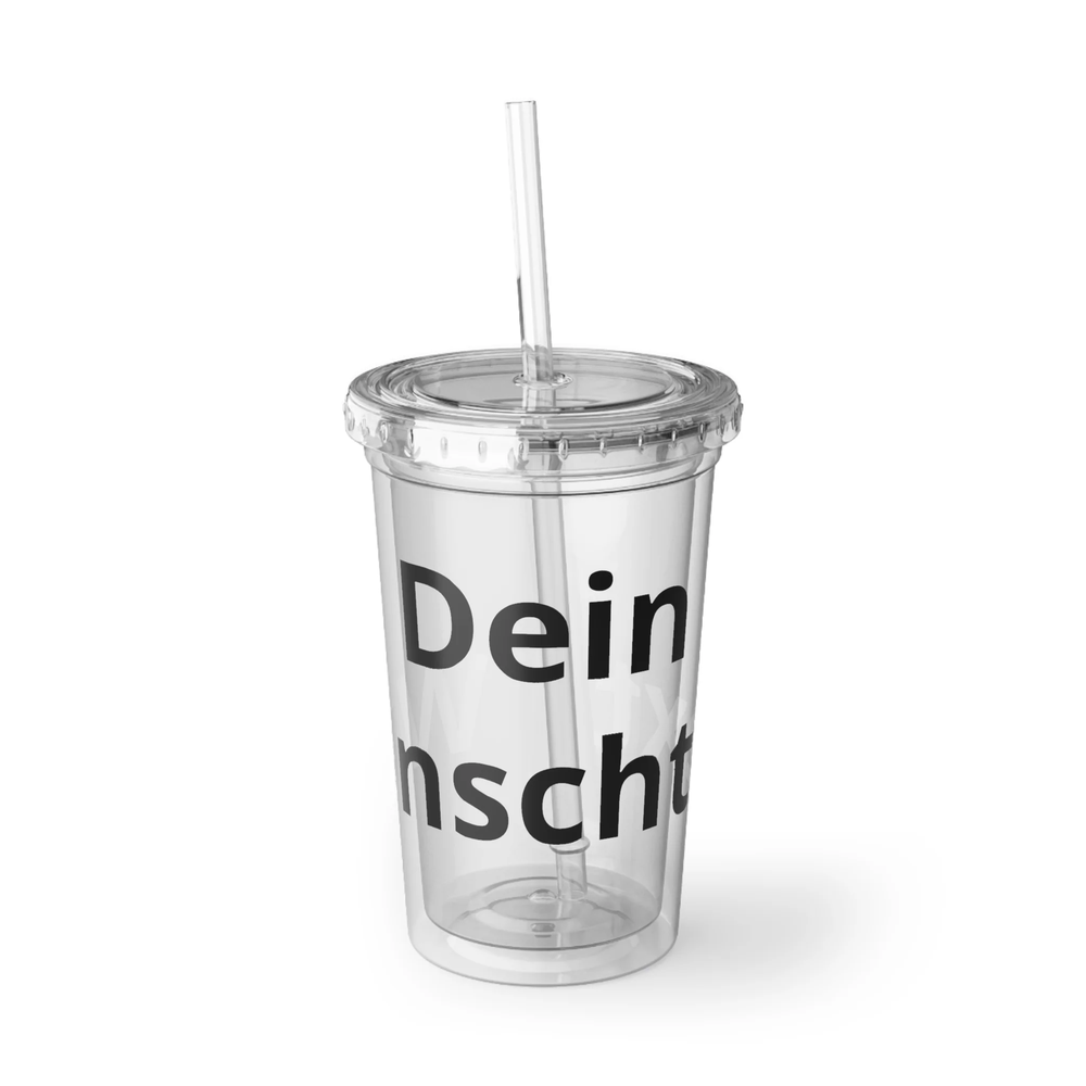 Personalisierter Acryl Trinkbecher mit individuellem Wunschtext und Strohhalm