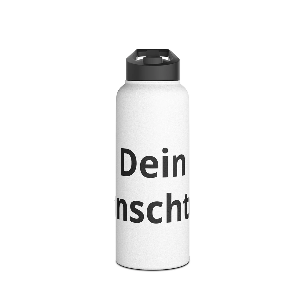 Edelstahl Wasserflasche mit Wunschtext für Alltag, Sport und Büro